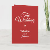 Programme de mariage rouge Crimson sur carte pliée (Dos)