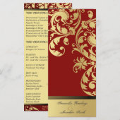 Programme de mariage - Rouge & Or Shimmer Floral (Devant / Derrière)