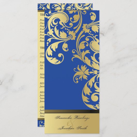 Programme de mariage - Royal Blue & Gold Shimmer F (Devant / Derrière)