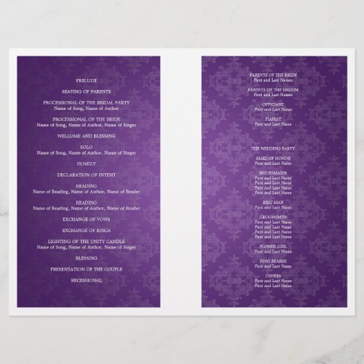 Programme de mariage Royal Crown Purple (Dos)