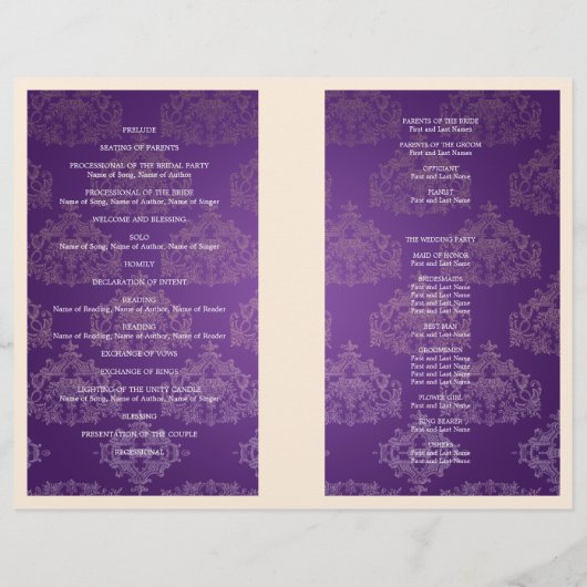 Programme de mariage Royal Crown Purple (Dos)