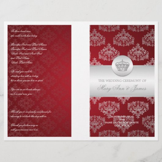 Programme de mariage Royal Crown Red (Devant)