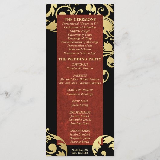 Programme de mariage - Royal Red & Gold Shimmer Fl (Dos)
