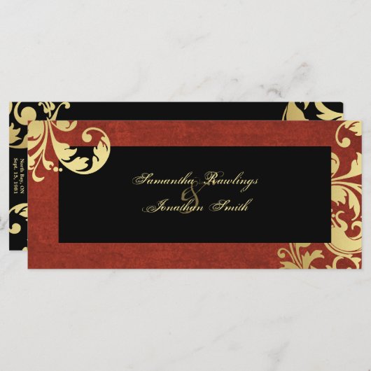 Programme de mariage - Royal Red & Gold Shimmer Fl (Devant / Derrière)