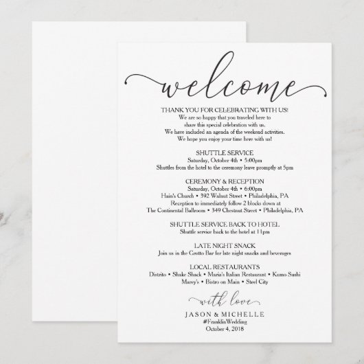 Programme de mariage Royal Script - Bienvenue au m (Devant / Derrière)