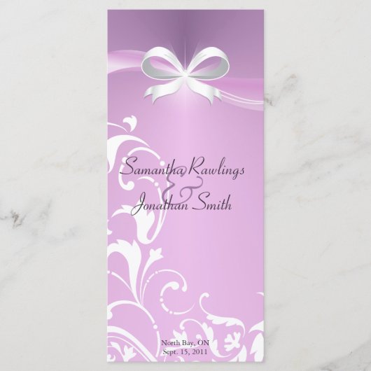 Programme de mariage - ruban de satin violet class (Devant)