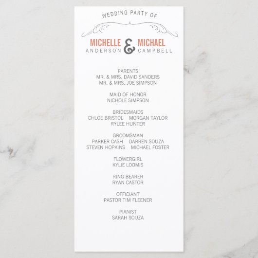 Programme de mariage rustique (Dos)
