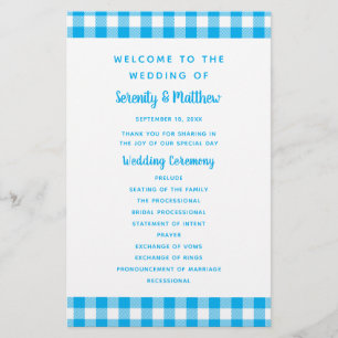 Programme de mariage rustique à carreaux gingham b
