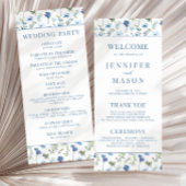 Programme de mariage rustique à fleurs bleu aquare