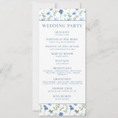 Programme de mariage rustique à fleurs bleu aquare (Dos)