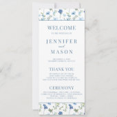 Programme de mariage rustique à fleurs bleu aquare (Devant)