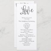 Programme de mariage rustique. Amour. Carte de cér (Devant / Derrière)