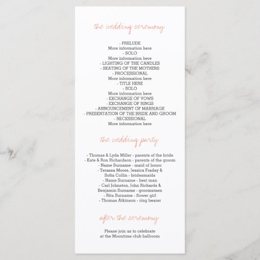 Programme de mariage rustique aquarelle (Dos)