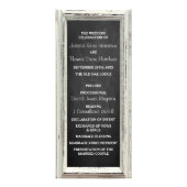 Programme de mariage rustique blanc et tableau noi (Devant)