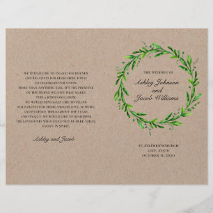 Programme de mariage rustique. Botanique verte de