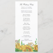 Programme de mariage rustique cérémonie Sunflower (Dos)