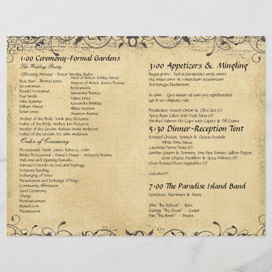 Programme de mariage Rustique Coeur de Corail Feui (Dos)