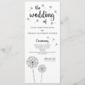 Programme de mariage rustique Dandelion (Devant)