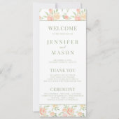 Programme de mariage rustique de fleur vert orange (Devant)