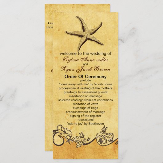 programme de mariage rustique de plage d'étoiles d (Devant / Derrière)