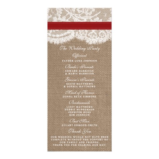 Programme de mariage rustique de tournesol rouge (Dos)