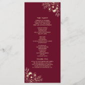 Programme de mariage rustique élégant burgundy (Dos)