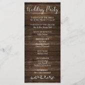 Programme de mariage rustique en bois (Dos)