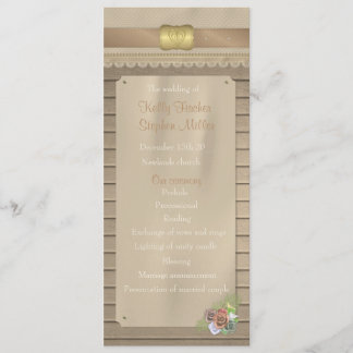 Programme de mariage rustique en bois et ceinture