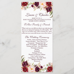 Programme de mariage rustique Fleurs d'aquarelle M