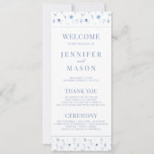 Programme de mariage rustique floral bleu marine (Devant)