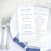 Programme de mariage rustique floral bleu marine
