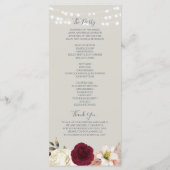 Programme de mariage Rustique Floral Bleu Poussiér (Dos)