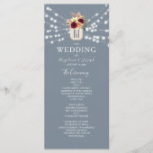 Programme de mariage Rustique Floral Bleu Poussiér (Devant)