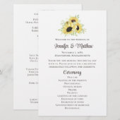 Programme de mariage rustique jaune floral tournes (Devant / Derrière)