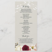 Programme de mariage rustique Navy avec lumières (Dos)