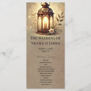 Programme de mariage rustique pour lanterne brilla