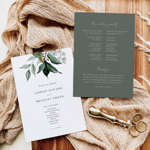 Programme de mariage rustique vert