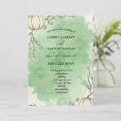Programme de mariage rustique vert automne citroui (Debout devant)
