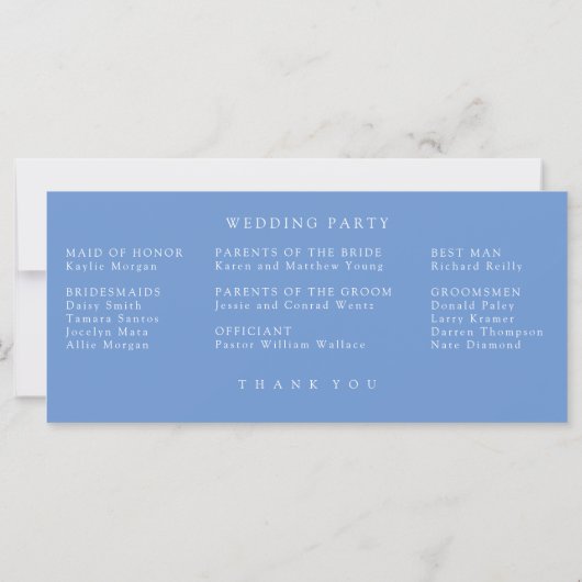 Programme de mariage Santorin bleu et blanc (Dos)