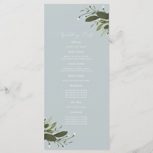 Programme de mariage sauvage et vert (Dos)