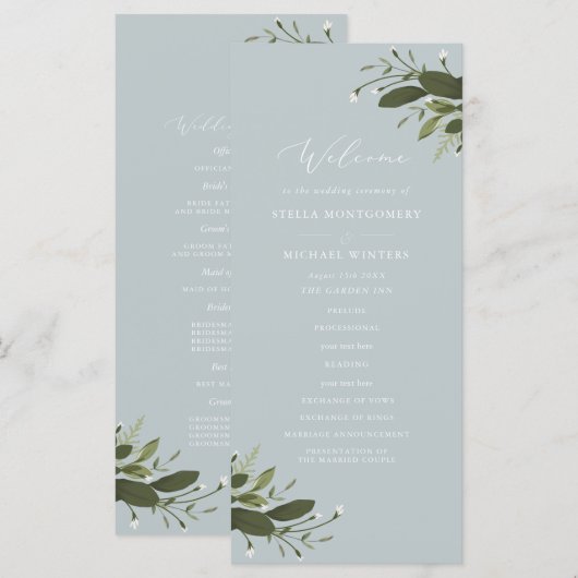 Programme de mariage sauvage et vert (Devant / Derrière)