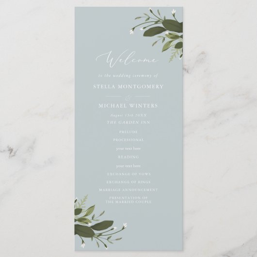 Programme de mariage sauvage et vert (Devant)