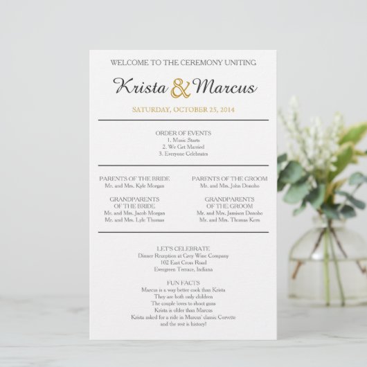 Programme de mariage Silhouettes simple (Debout devant)