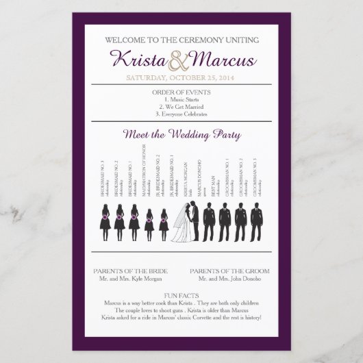 Programme de mariage Silhouettes simple (Devant)