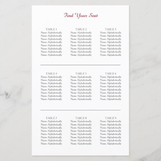 Programme de mariage Silhouettes simple (Dos)