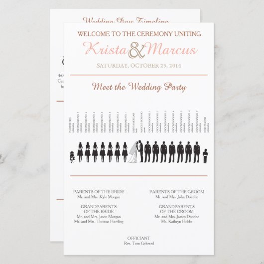 Programme de mariage Silhouettes simple (Devant / Derrière)