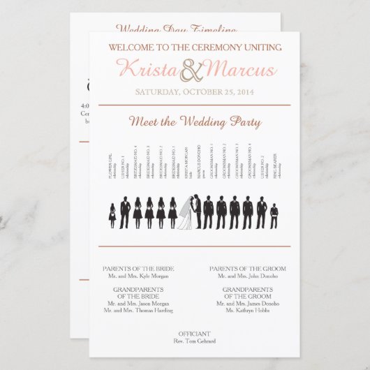 Programme de mariage Silhouettes simple (Devant / Derrière)