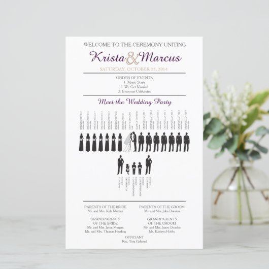 Programme de mariage Silhouettes simple (Debout devant)