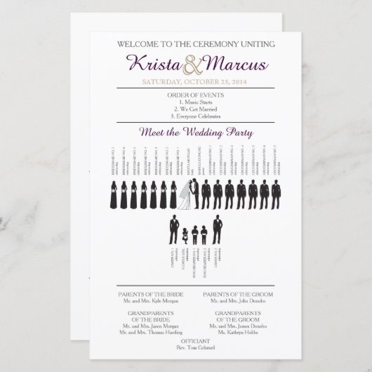 Programme de mariage Silhouettes simple (Devant / Derrière)