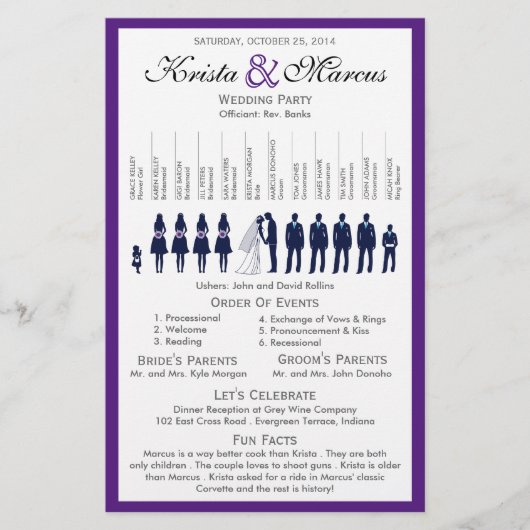 Programme de mariage Silhouettes simple Circulaire (Devant)